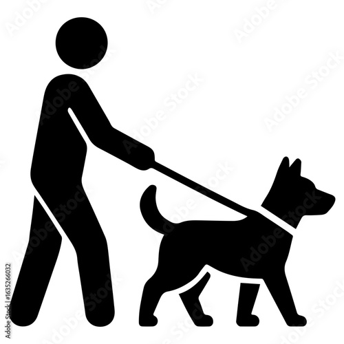 Keep pets leashed icon with transparent background showing dog on leash for public safety and pet policy signage
