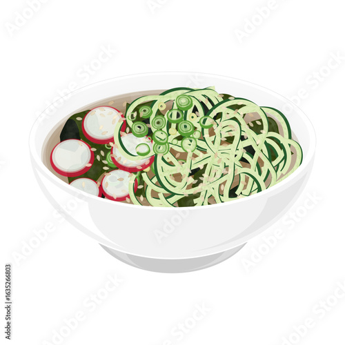 Vector Illustration Logo Clipart Chilled Cucumber Soup or Oi Naengguk 