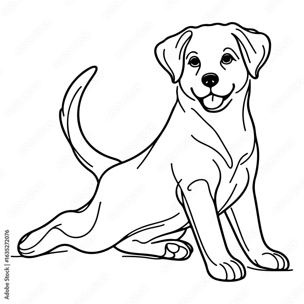 Fototapeta premium Dog Line Art Sketch
