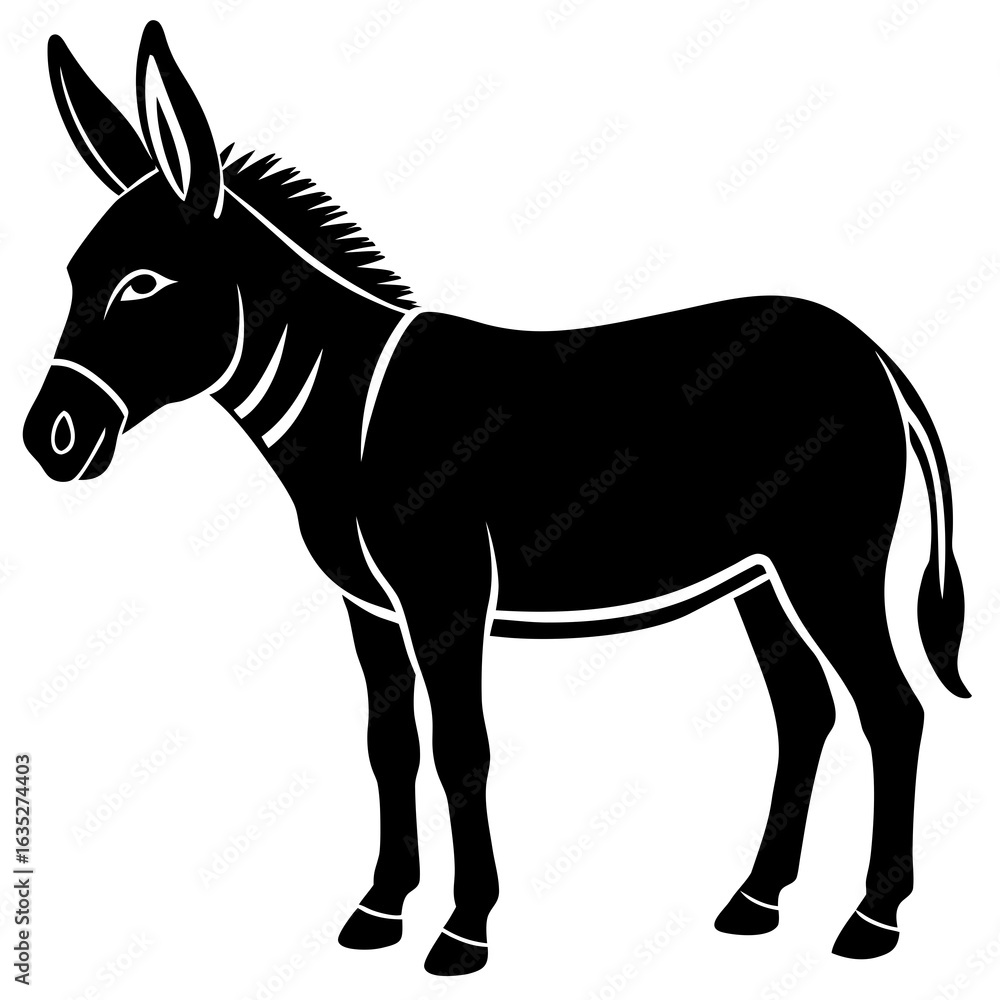 Obraz premium New Donkey Vector | Standing Mule Silhouette