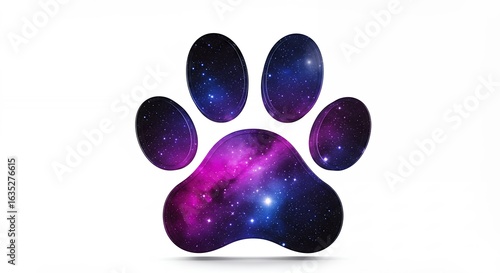 Colorful galaxy paw print graphic design