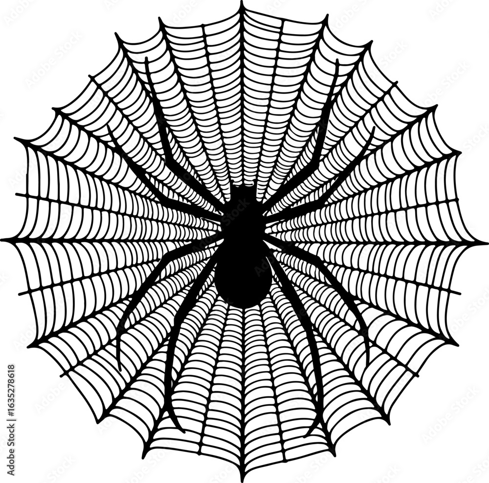 Obraz premium spider and web, spider, web, halloween, insect, vector, illustration, cobweb, net, animal, arachnid, nature, black, danger, spiderweb, horror, trap, silhouette, design, cartoon, pattern, art, symbol, 