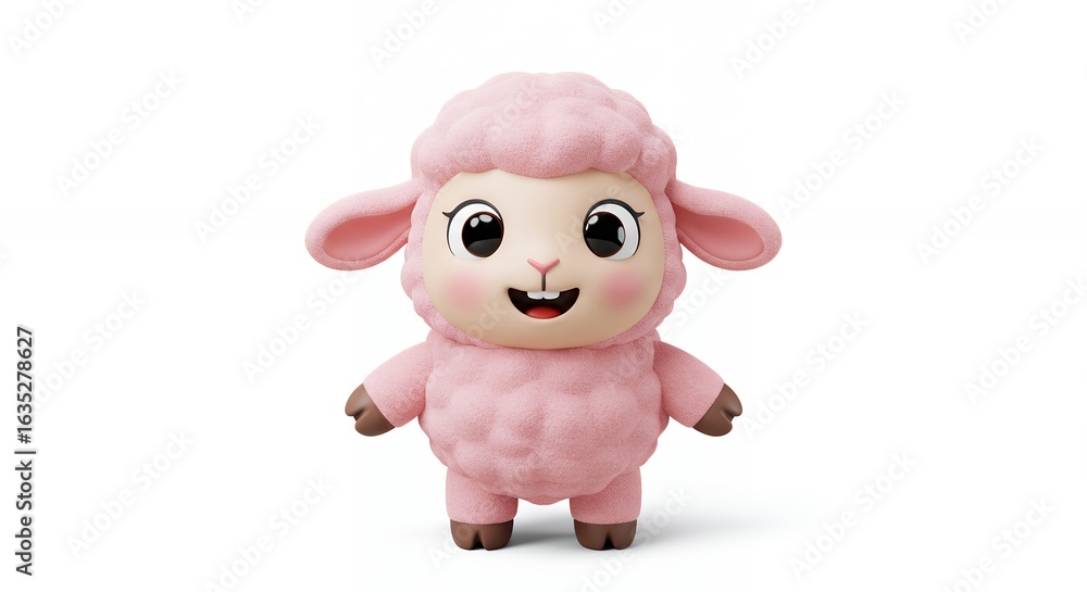 Naklejka premium Pink stuffed sheep toy
