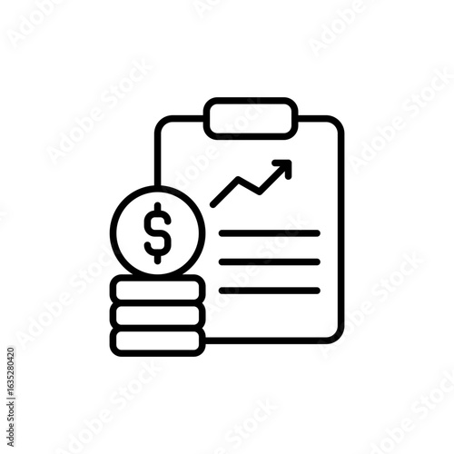 Financial report outline icons, minimalist vector illustration ,simple transparent graphic element .Isolated on white background