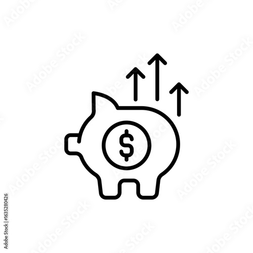 Financial saving outline icons, minimalist vector illustration ,simple transparent graphic element .Isolated on white background