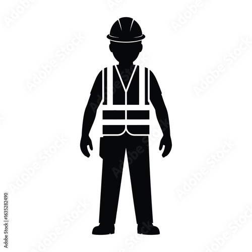 Safety First: Silhouette of a Construction Worker in High-Visibility Vest

