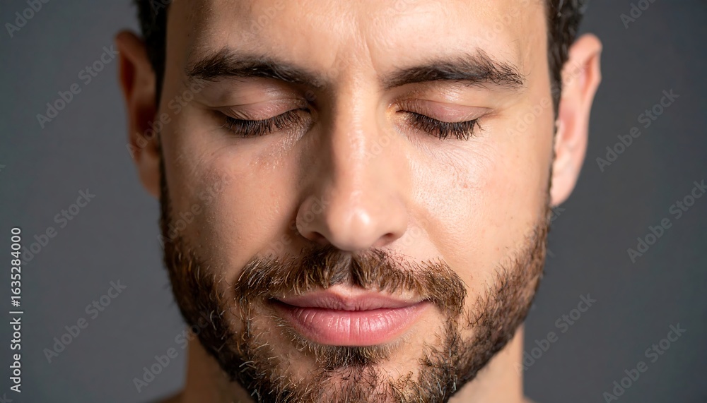 Obraz premium Close-up portrait of a man with closed eyes