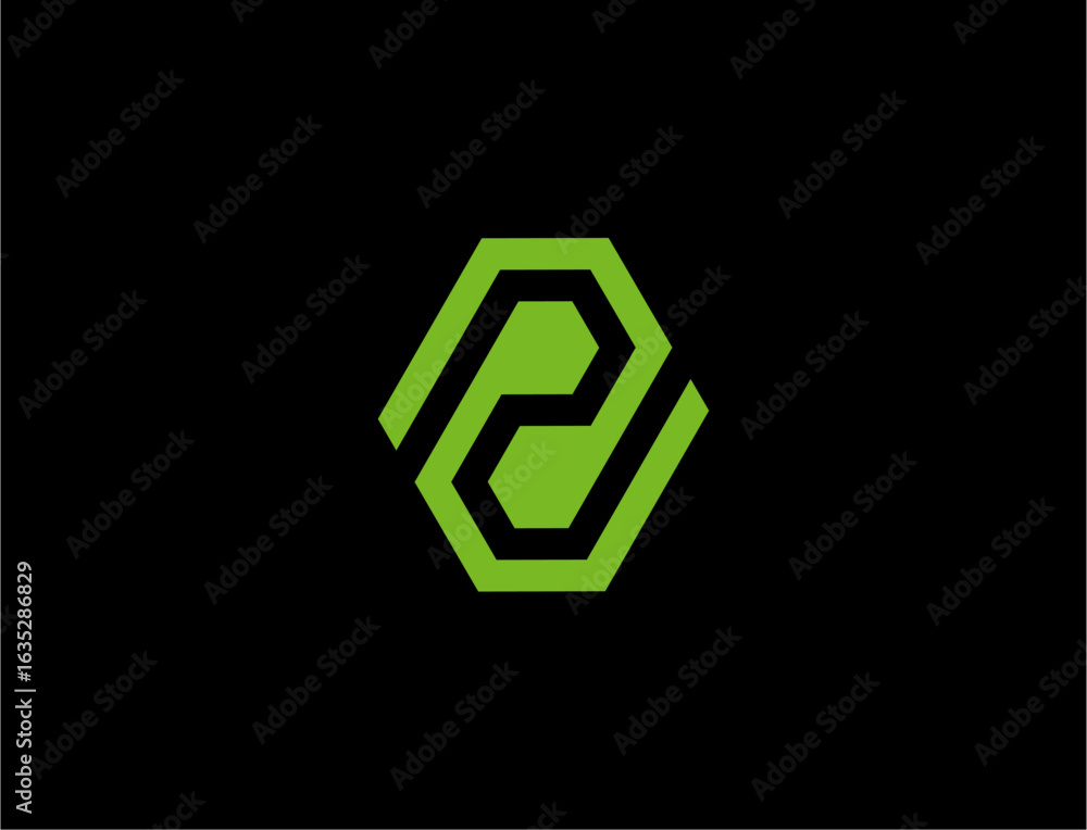 Obraz premium Lime green hexagon logo design graphic