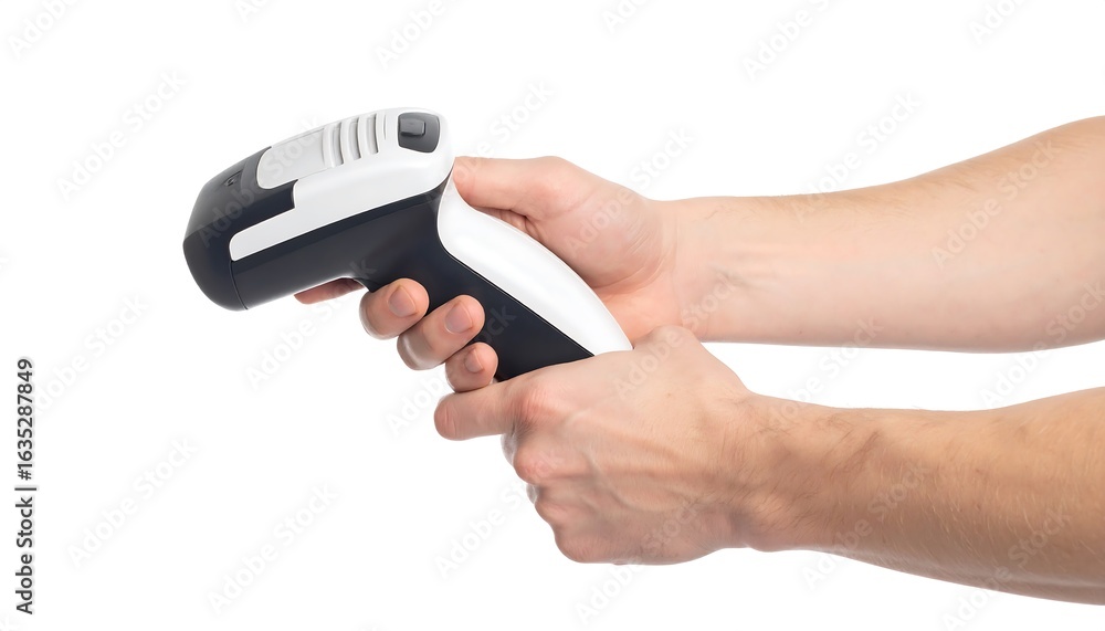 Fototapeta premium Hands holding a barcode scanner
