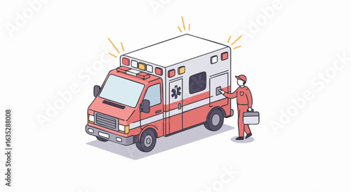 Ambulance worker opens door illustration
