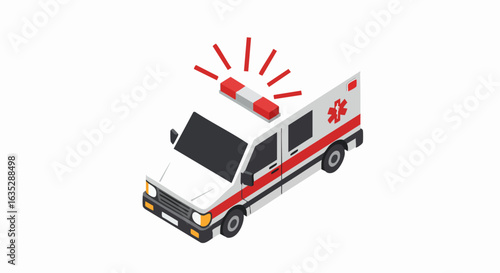 Isometric illustration of ambulance
