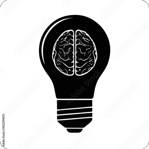 Creative Brain: Light Bulb with Brain Inside Icon
A powerful and insightful vector icon representing the concept of a "thinking bulb" or intellectual creativity