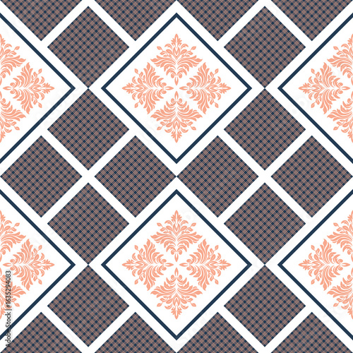 Intricate floral pattern design with geometric arrangement and symmetrical pattern and style