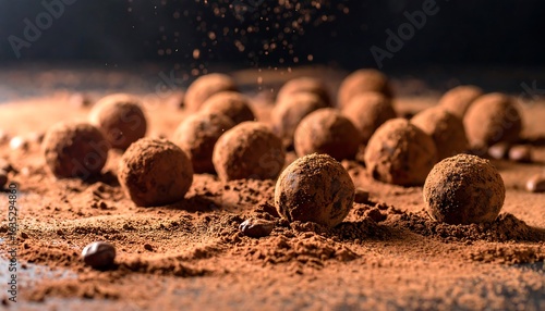 Delicious chocolate truffles coated in cocoa powder for gourmet indulgence
