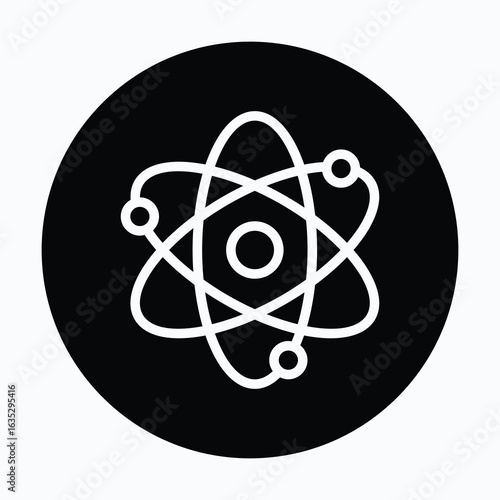 Atomic, Science Vector Icon, Isolated Vector Circular Style Icon