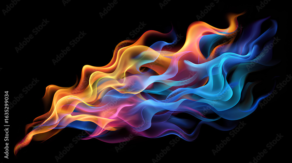 Obraz premium A fantastic, colorful flame burning. Stock Illustration