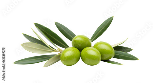 Wallpaper Mural Fresh green olives with leaves, perfect for food, Mediterranean, and organic product designs. isolated on white or transparent background. PNG format. Torontodigital.ca