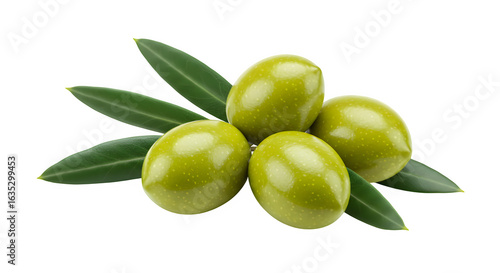 Wallpaper Mural Fresh green olives with leaves, perfect for food, Mediterranean, and organic product designs. isolated on white or transparent background. PNG format. Torontodigital.ca