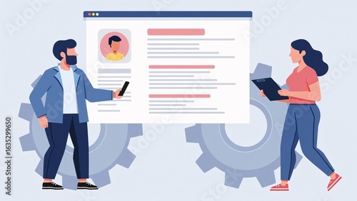 Business People Managing Online Profile