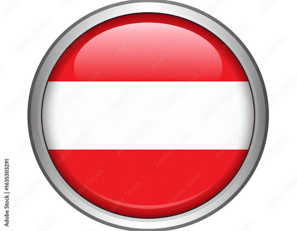 Austria Flag in Rounded Pin Badge Design with Metallic Edge, isolated on transparent background. Austria Flag in Rounded Pin Badge Design with Metallic Edge, isolated on transparent background.