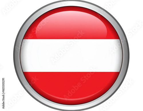 Free Download Austria Flag in Rounded Pin Badge Design with Metallic Edge, isolated on transparent background. - GFXLoad
