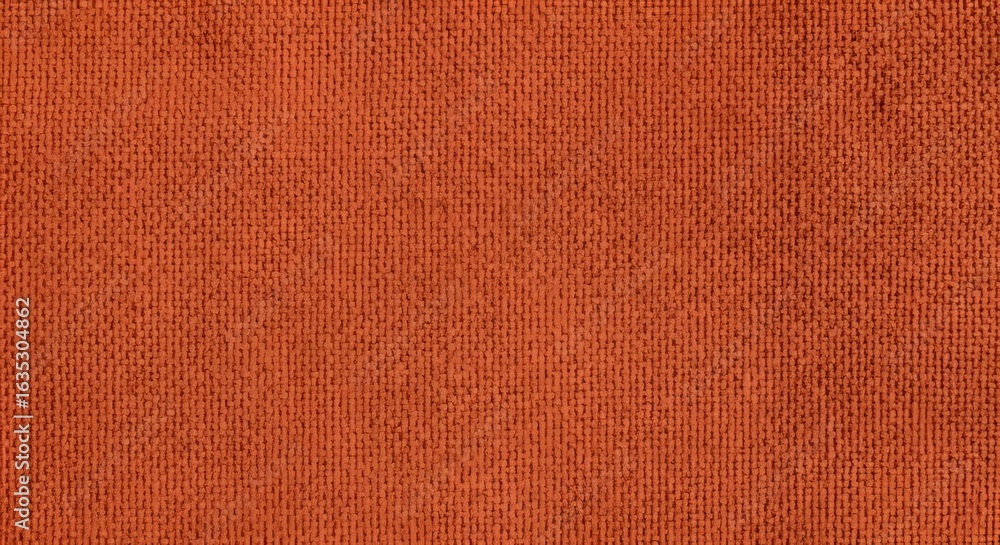Fototapeta premium Terracotta orange raw canvas fabric macro, cross-weave texture and rustic folds, warm lighting for artisan branding and eco packaging visuals