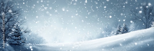 Snowflakes Fall Gently Over a Serene Winter Landscape With Trees and a Soft Blanket of Snow During a Peaceful Afternoon