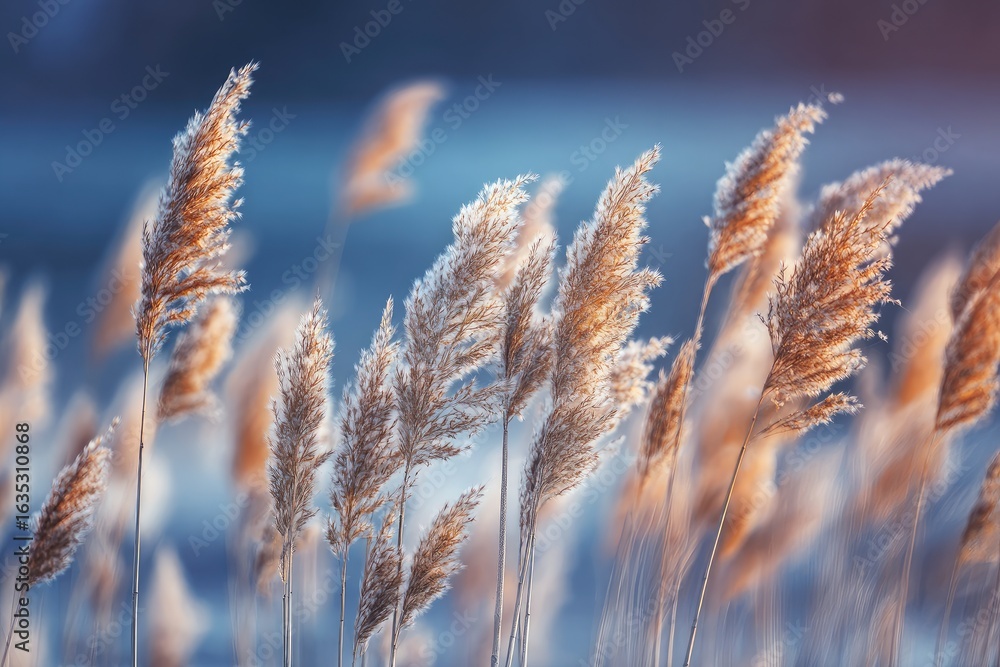 Fototapeta premium Rustic reeds in soft golden light