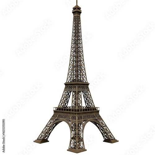 3D Illustration of the Eiffel Tower Isolated on Transparent Background