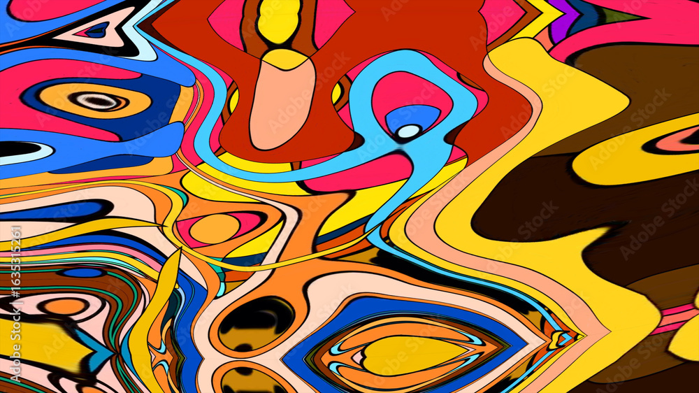 Obraz premium Close up of swirling vibrant colors creating an abstract fluid, and psychedelic pattern design effect 