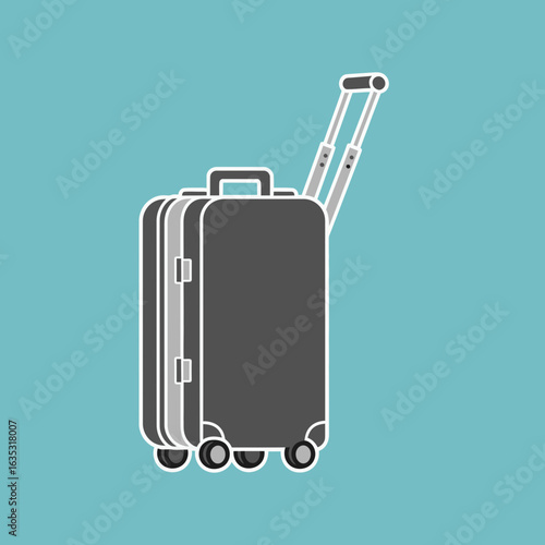 Two wheeled suitcases with extended handles against a blue background.