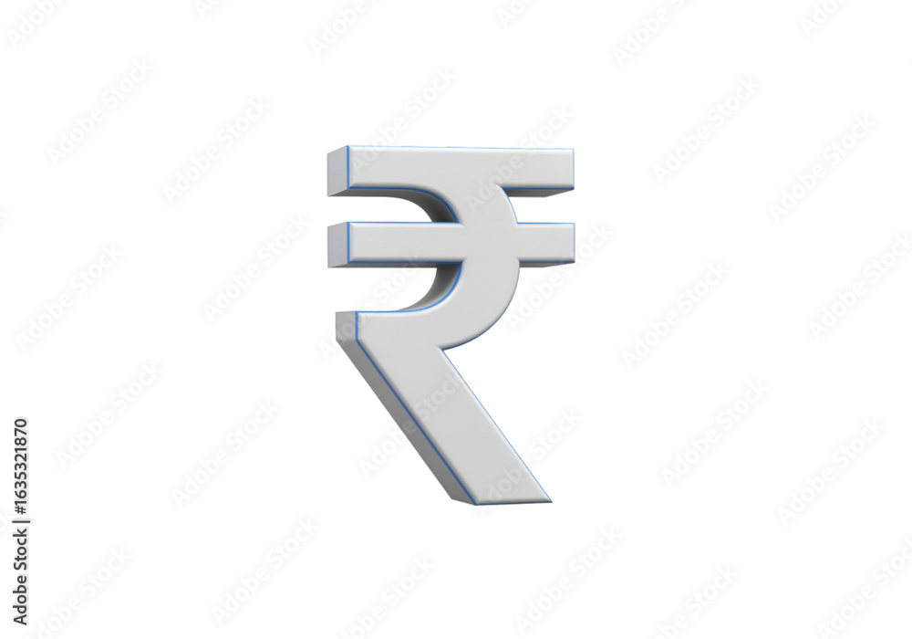 Obraz premium 3D Render of Indian Rupee Currency Symbol Isolated on Black Background