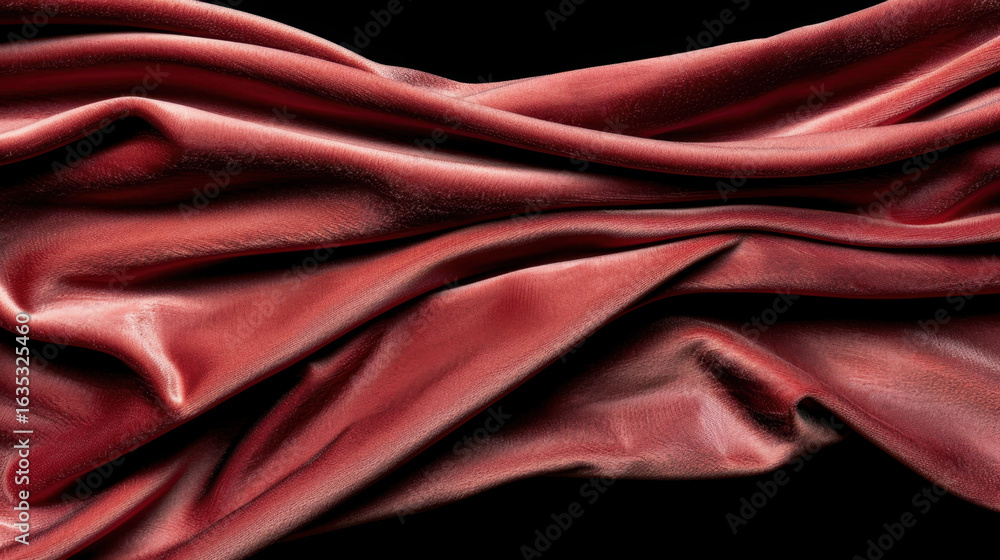 Obraz premium Luxurious red fabric drapes elegantly, showcasing rich texture and depth. smooth surface reflects light, creating captivating visual appeal that evokes sense of sophistication and warmth