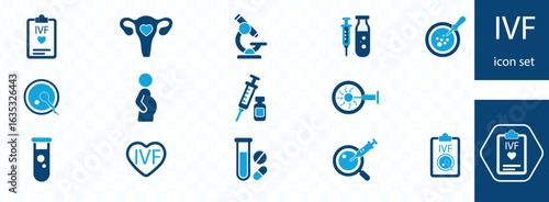 IVF - In vitro fertilization icon set. Reproductive system concept. Artificial insemination symbol vector illustration.
