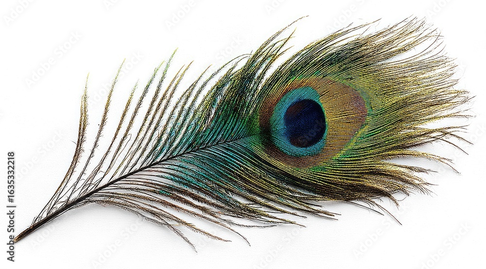 Obraz premium Peacock feather, vibrant colors, isolated
