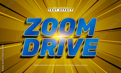 zoom drive editable text effect with a speed and race text style