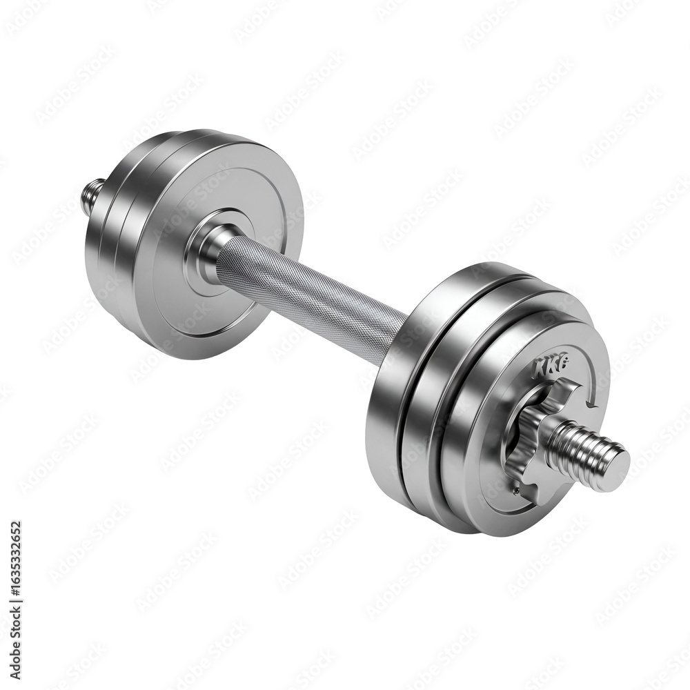 Fototapeta premium 3D Rendered Dumbbell Metallic Steel Weight Isolated Transparent Background