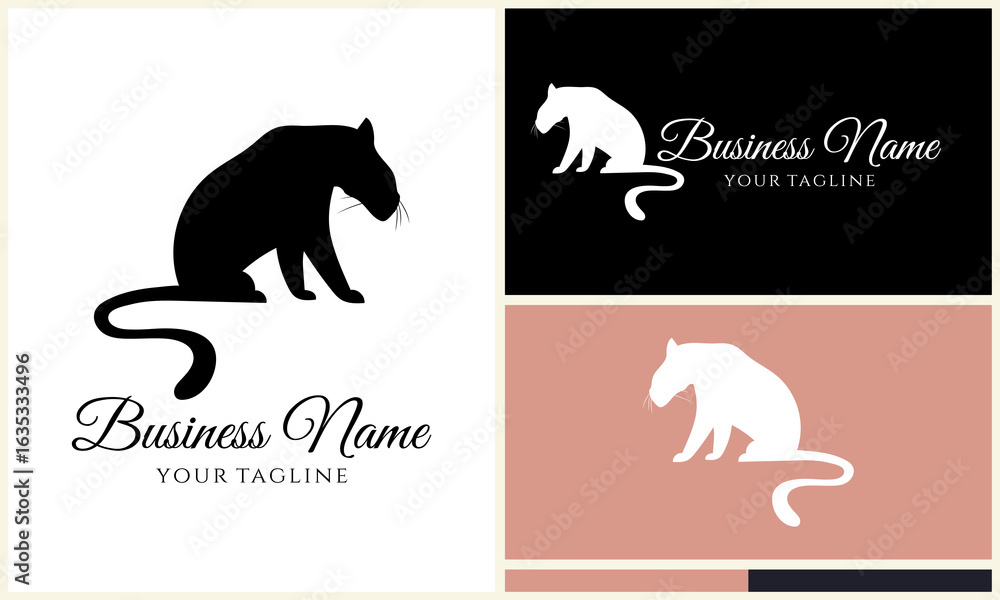 Obraz premium Sitting Panther Logo Variations.
