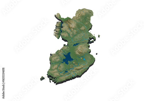 3D Rendered Island Topography Isolated On Black Background A Map Illustration