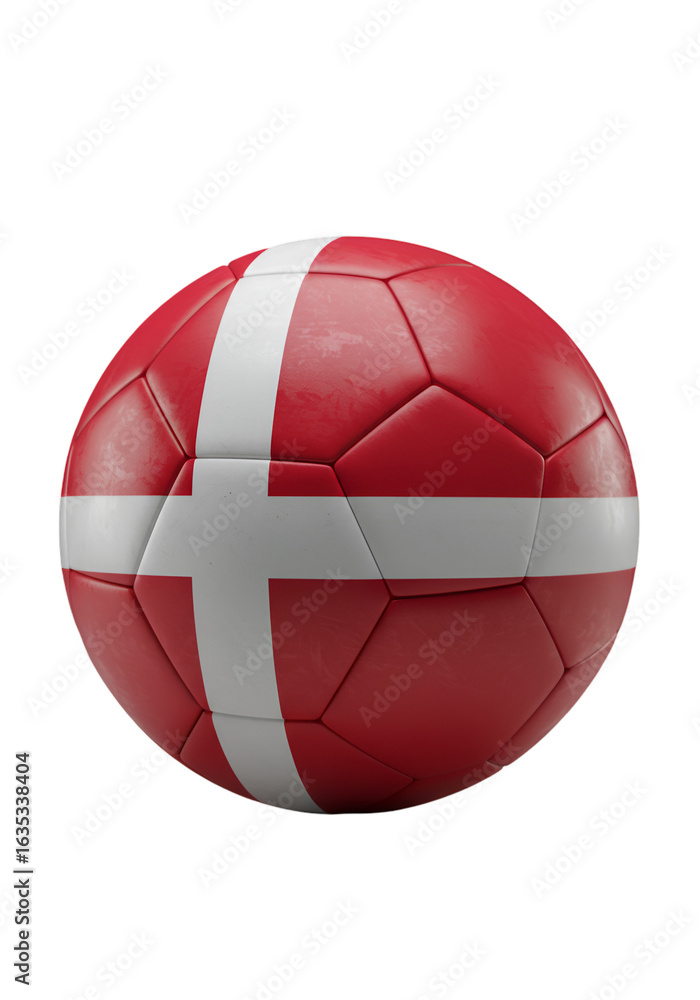 Obraz premium 3D Rendering Football Ball With Denmark Flag on Transparent Background