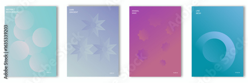 set of blue banners c.Modern gradient poster background vector set. Minimalist cover template with vibrant perspective geometric shapes different.  