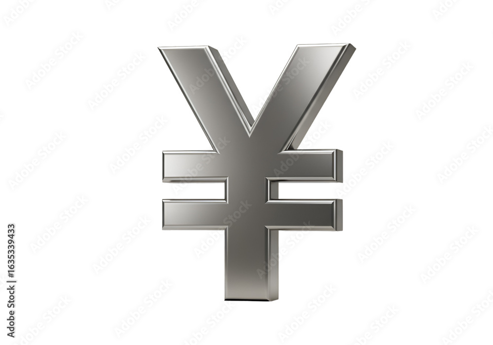 Fototapeta premium 3D Rendered Silver Yen Symbol Isolated on Black Background Illustration