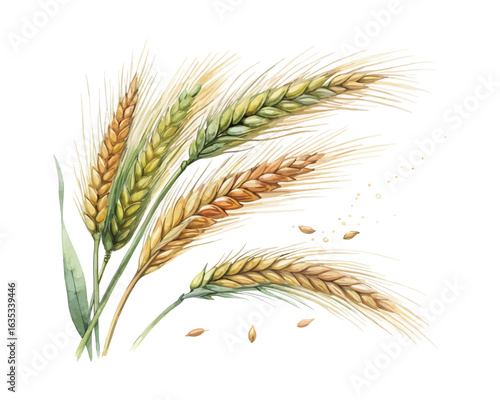 watercolor Barley vector illustration isolated on white background