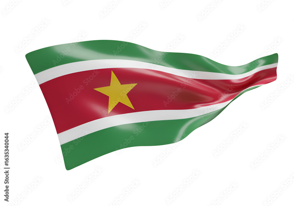 Obraz premium 3D Rendered Waving Suriname National Flag Isolated on Transparent Background