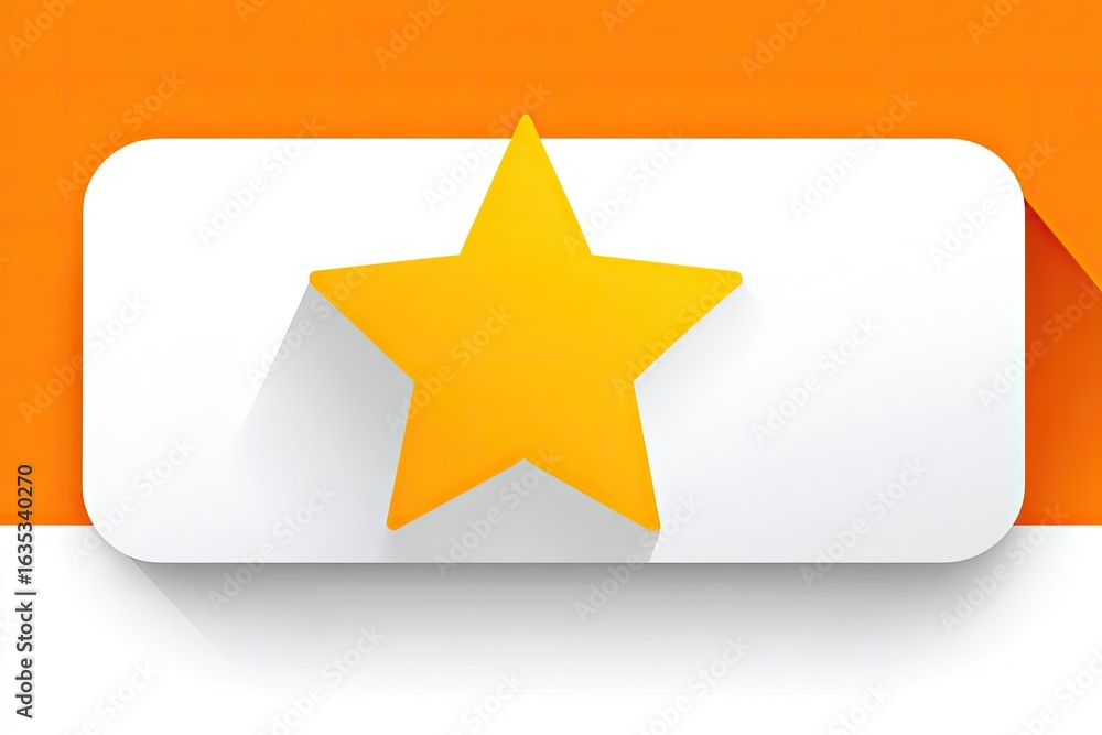 Obraz premium White rectangle button with a large, gold star
