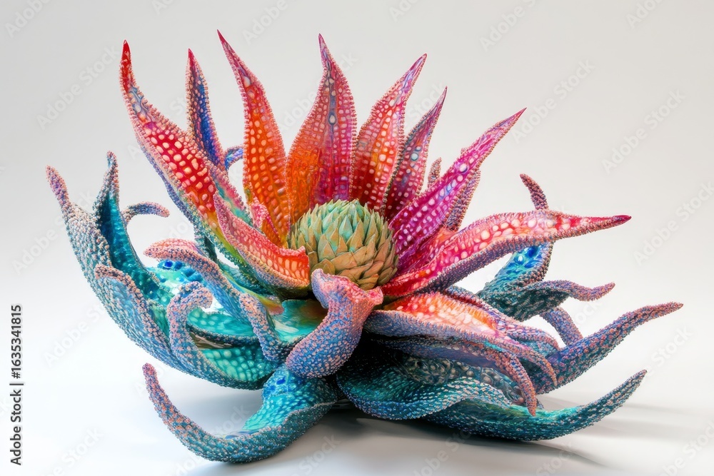 Naklejka premium Vibrant, multicolored succulent sculpture with intricate details.