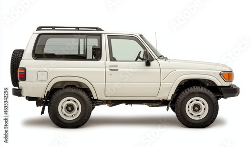 Classic Off-Road SUV in Profile View with Clean White Exterior