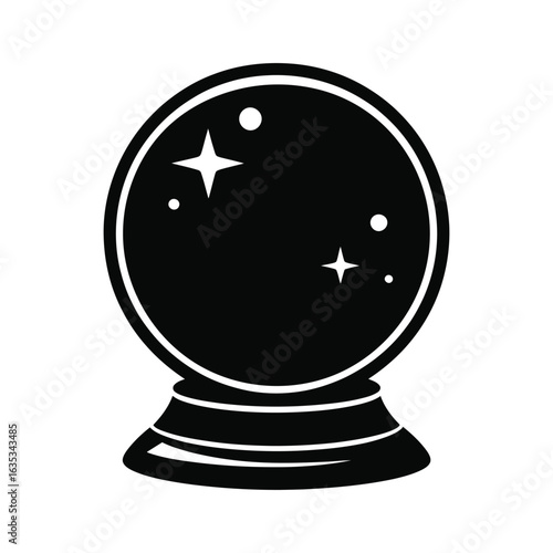 Magical Crystal Ball Silhouette Vector Illustration for Fortune-Telling and Mystical Themes

