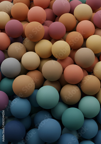 Abstract 3D Render Of Colorful Spheres With Soft Gradient Background