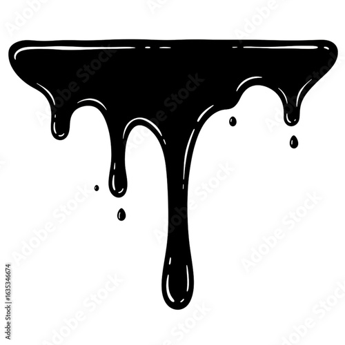 Abstract Black And White Drip Shape Isolated Transparent Background Illustration